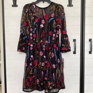 GB girls Black Multicolored Floral Dress Large NWT